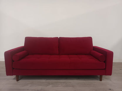 Sofia Grade B Vergara Pacific Palisades Scarlet Plush Mid-Century 3-Seater Sofa RRP £800