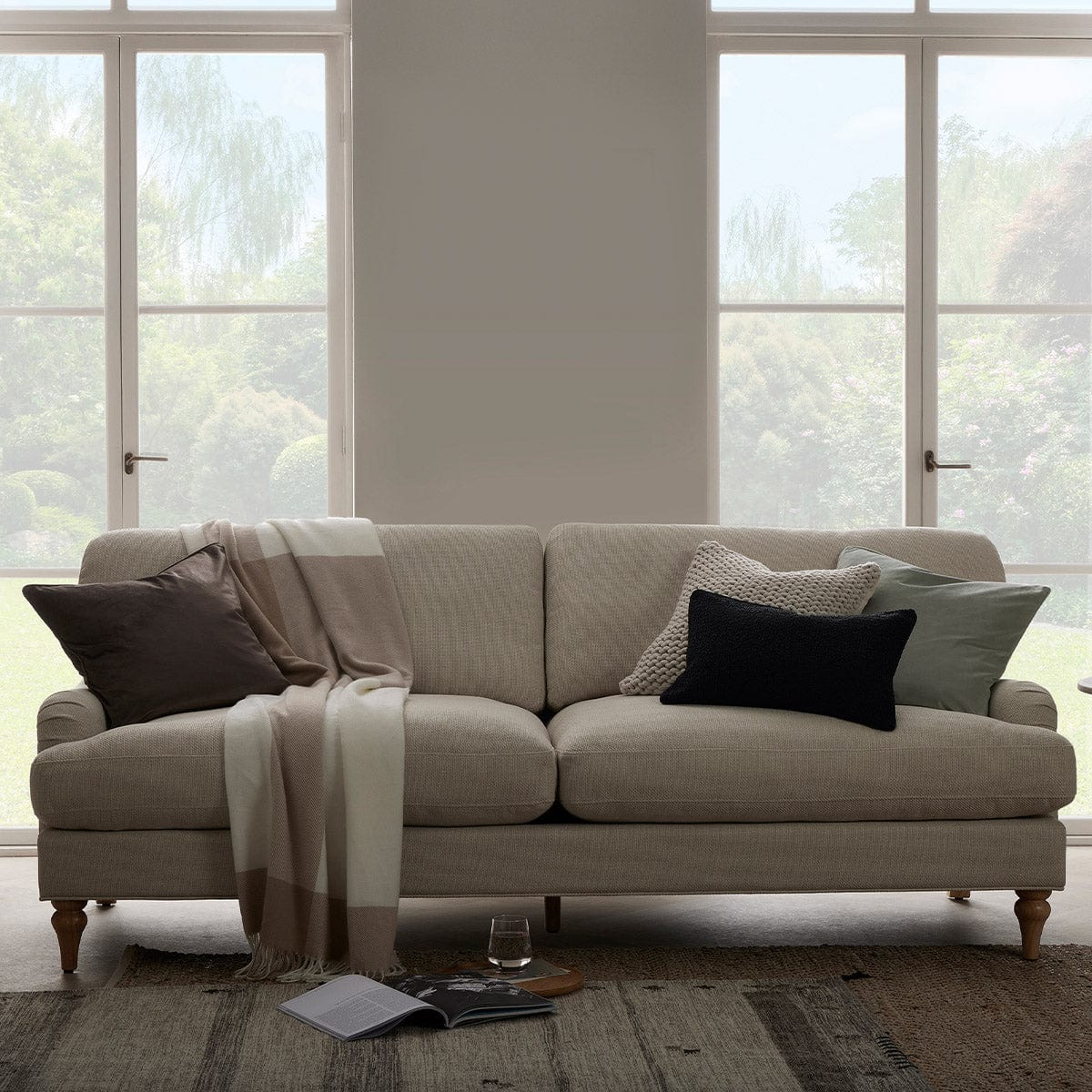 Dusk Grade B Hampshire Traditional 3 Seater Sofa - Textured Weave - Beige RRP £629