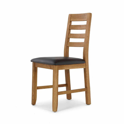 Roseland Grade B Furniture Harvey Oak & Brown PU Dining Chair - Set of 2 RRP £240