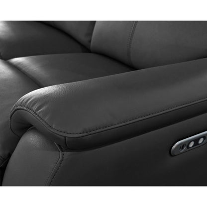 Aspire Kingsmere Grade B Black Leather 2 Seater Power Recliner Sofa RRP £710
