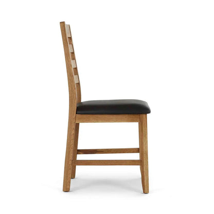 Roseland Grade B Furniture Harvey Oak & Brown PU Dining Chair - Set of 2 RRP £240
