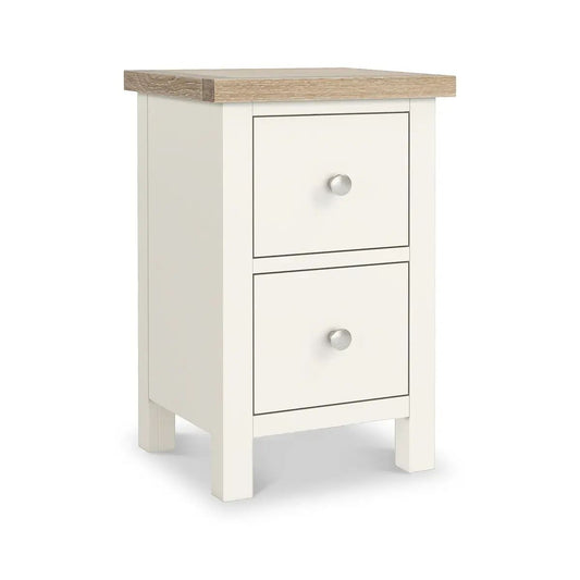 ROS-OUT-00527 Grade-C1 Roseland Furniture Farro Coconut White & Oak Slim Bedside Table RRP £94.95