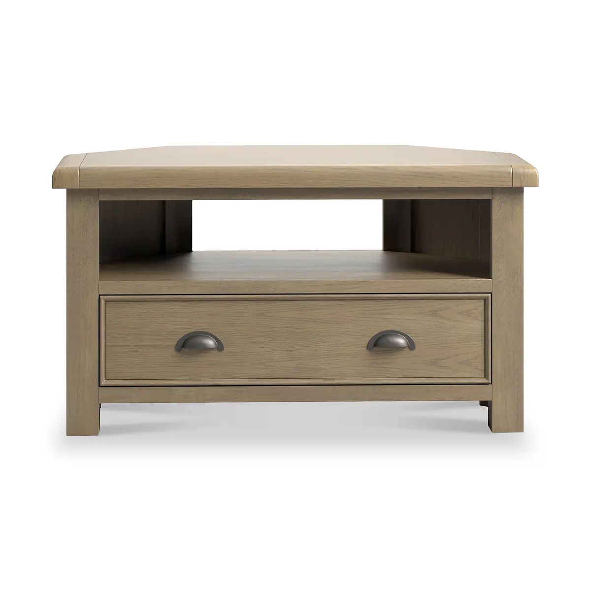 ROS-OUT-00747 Grade-B Roseland Furniture Taunton Smoked Oak 90cm Corner TV Unit RRP £319.00