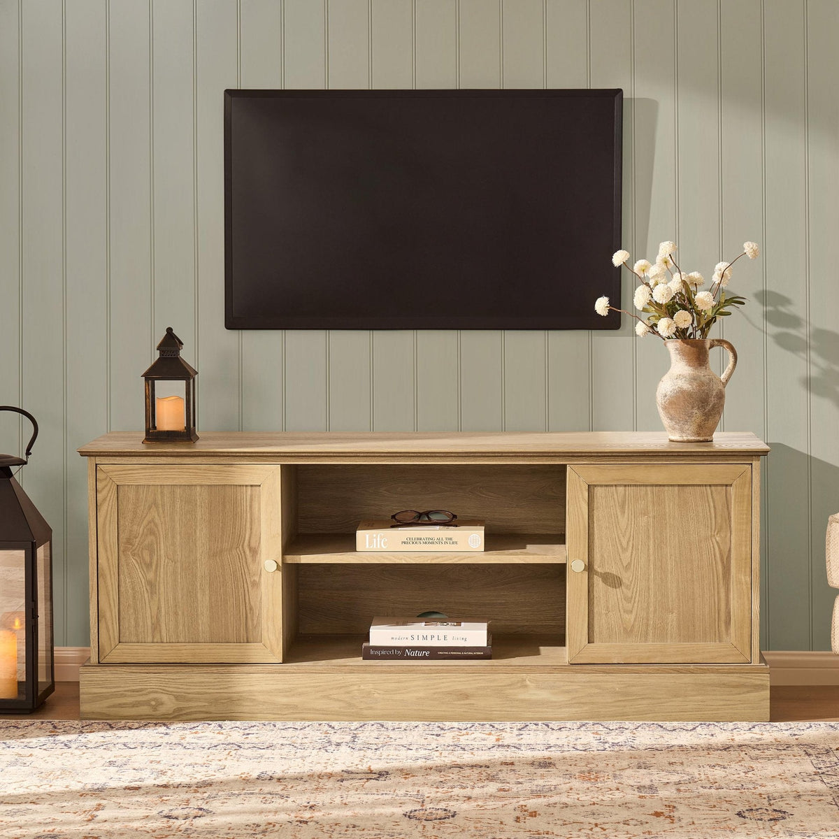 Dusk Ruby Grade B Light Wood TV Unit for TVs up to 60" RRP £219