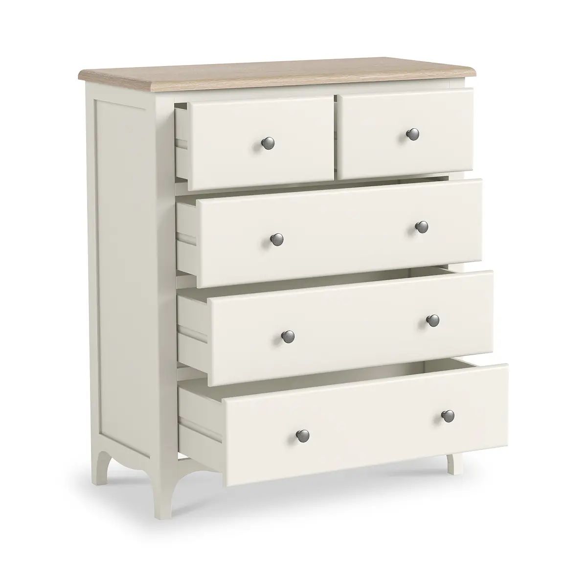 Roseland Grade B Furniture Celine Coconut White & Oak 2 Over 3 Chest of Drawers RRP £400