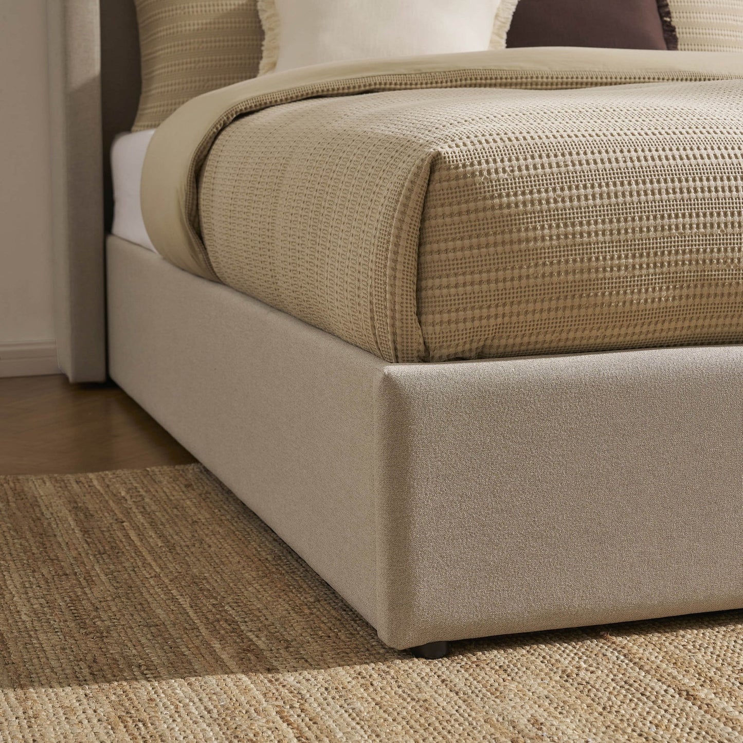 Dusk Madison Grade B Oatmeal Linen Look King Size Ottoman Storage Bed RRP £389
