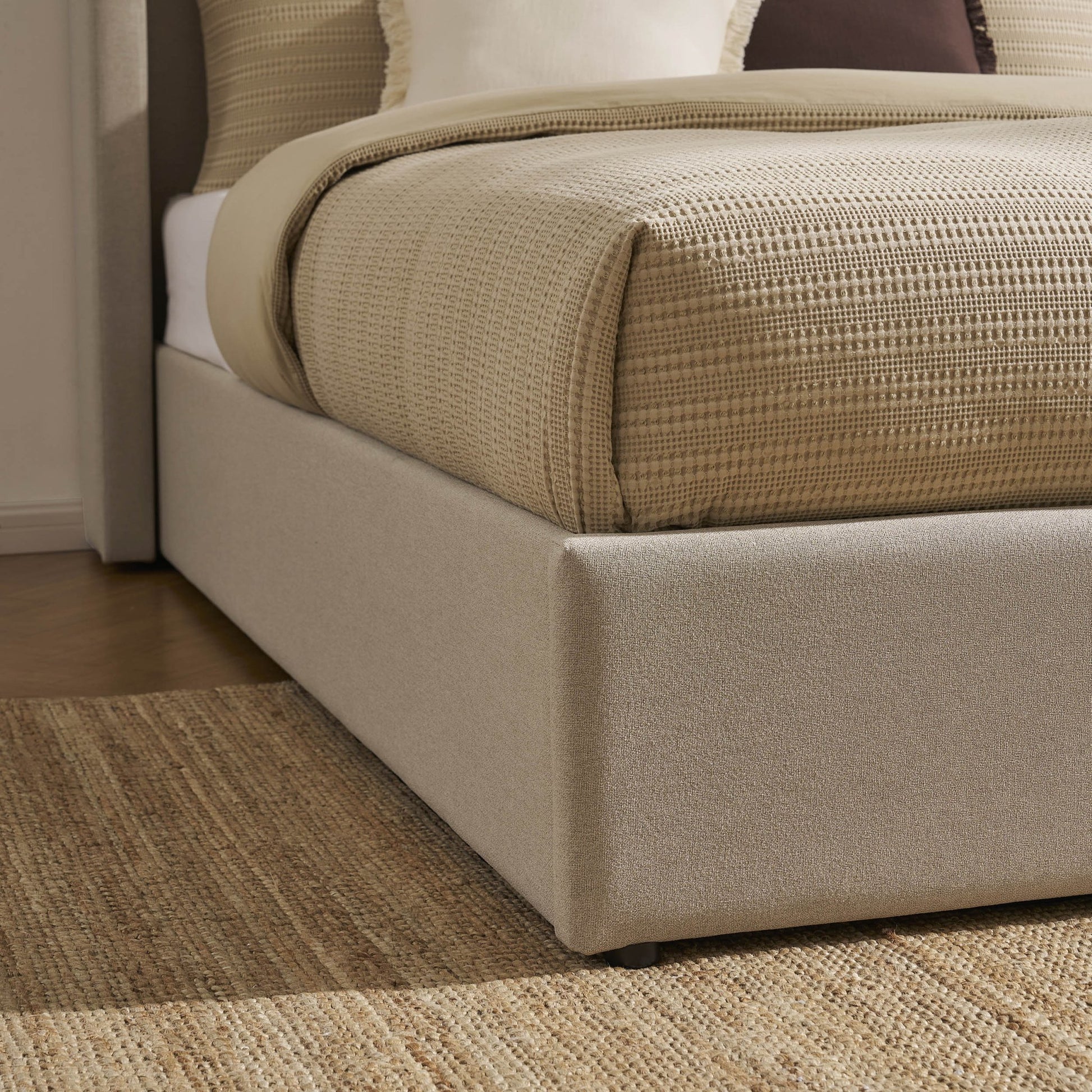 Dusk Madison Grade B Oatmeal Linen Look King Size Ottoman Storage Bed RRP £389