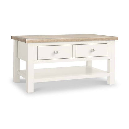 ROS-OUT-00974 Grade-B Roseland Furniture Farro Coconut White & Oak Storage Coffee Table RRP £190.00