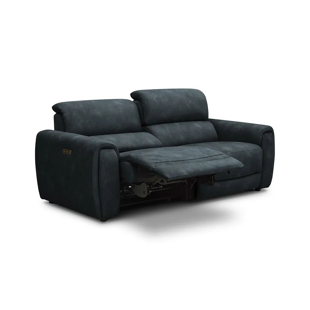  Oak Furnitureland Grade B Arabella Shadow Fabric 3 Seater Power Recliner Sofa RRP £1700