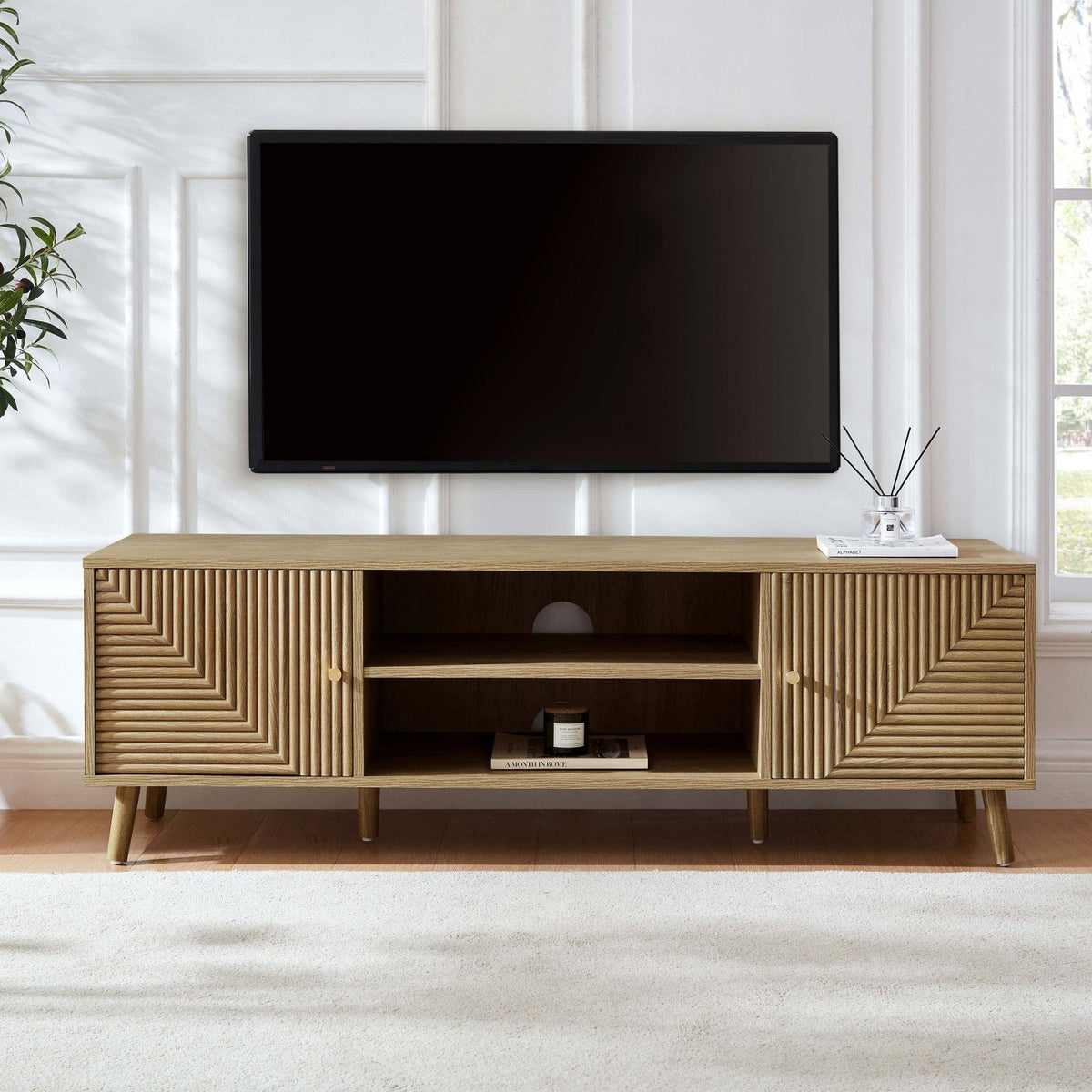 Dusk Grade B Dora Light Wood TV Unit for TVs up to 60" RRP £209