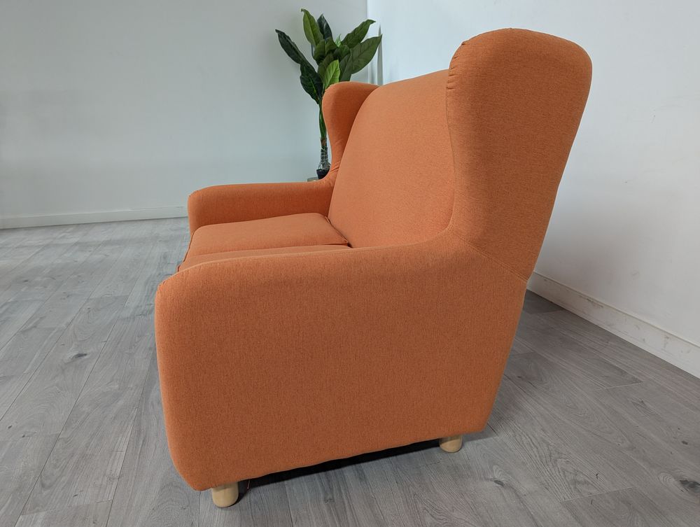 Winged Grade B Orange High Back 2 Seater Sofa RRP £650