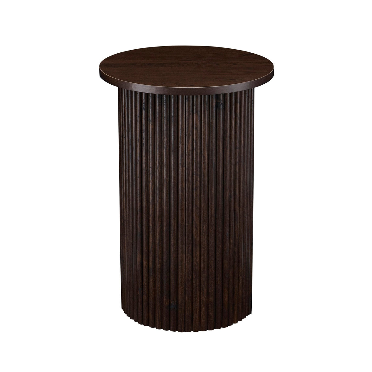 DUS-CC2-06930 Grade-B Dusk Hattie Round Pedestal Side Table - Walnut RRP £129.00