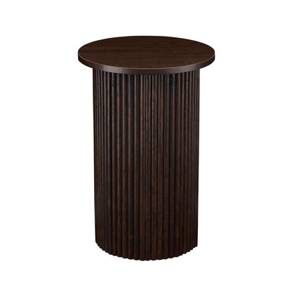 DUS-CC2-06930 Grade-B Dusk Hattie Round Pedestal Side Table - Walnut RRP £129.00