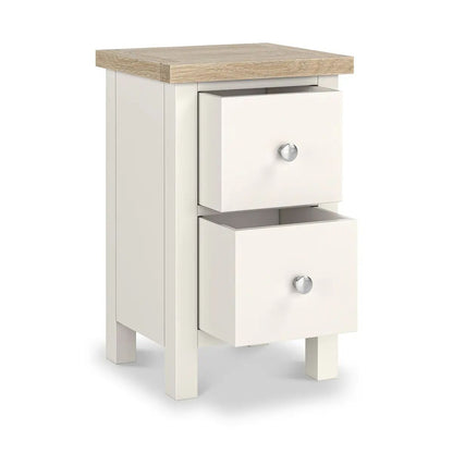 ROS-OUT-00527 Grade-C1 Roseland Furniture Farro Coconut White & Oak Slim Bedside Table RRP £94.95