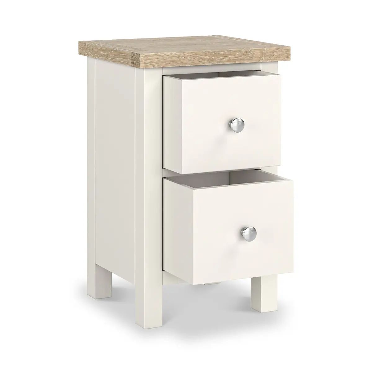 ROS-OUT-00528 Grade-C1 Roseland Furniture Farro Coconut White & Oak Slim Bedside Table RRP £94.95