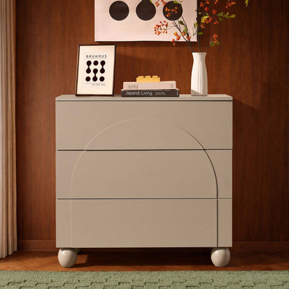 DUS-CC2-08642 Grade-B Dusk Rachel Arch Front 3 Drawer Chest - Taupe RRP £149.00