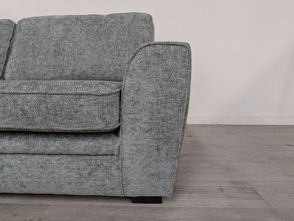  Oak Furnitureland Grade B Melbourne Enzo Duck Egg Fabric 4 Seater Sofa RRP £1249