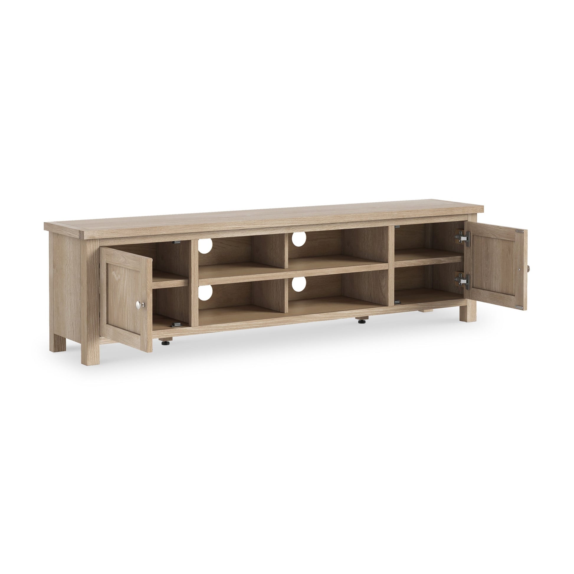Roseland Grade B Furniture Farrow Washed Oak 180cm Extra Wide TV Stand RRP £310