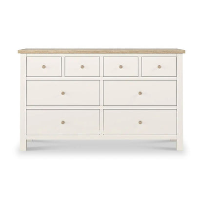 Roseland Grade B Furniture Farro Coconut White & Oak 8 Drawer Chest of Drawers RRP £500