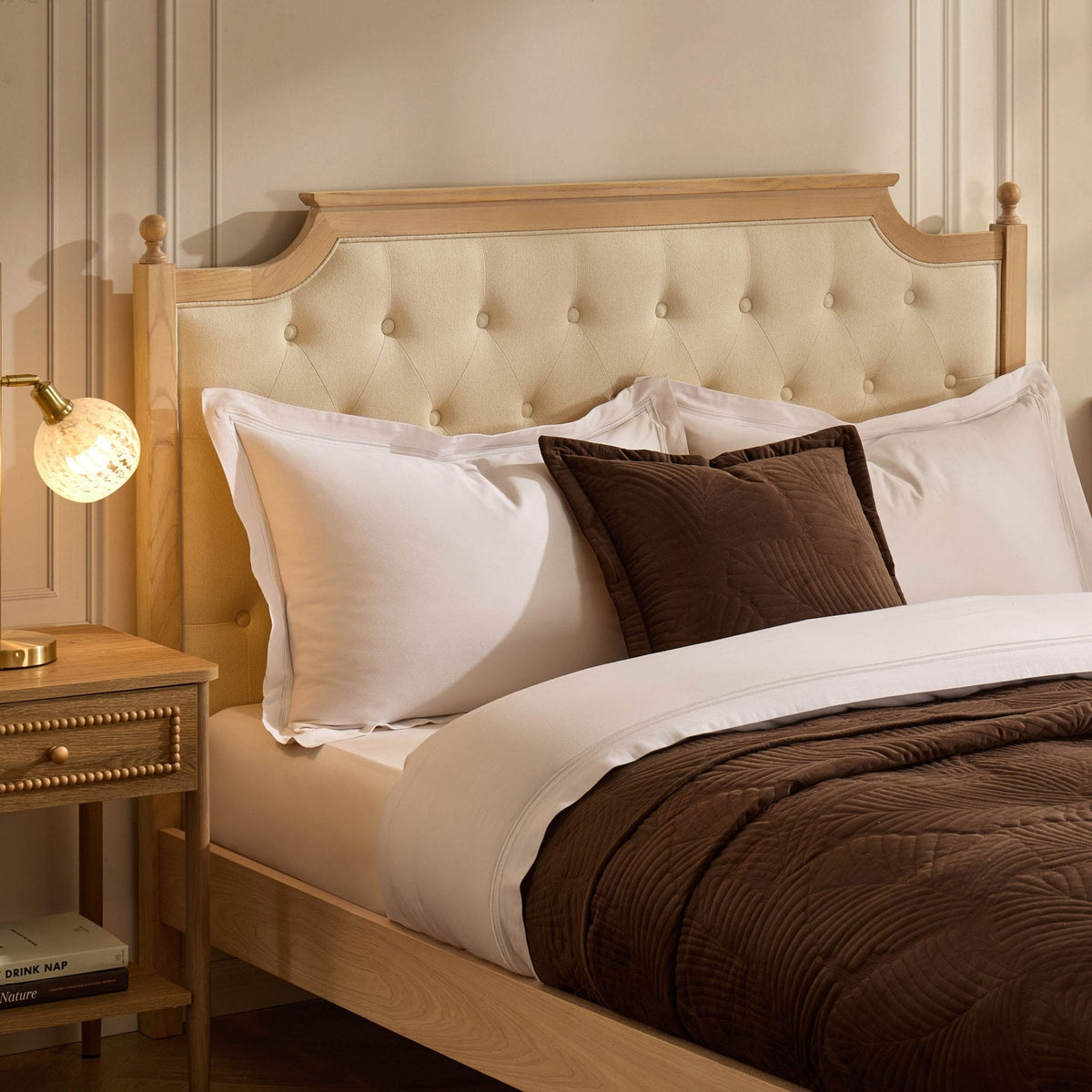 Dusk Luxor Grade B Cream Linen Double Bed Frame RRP £429