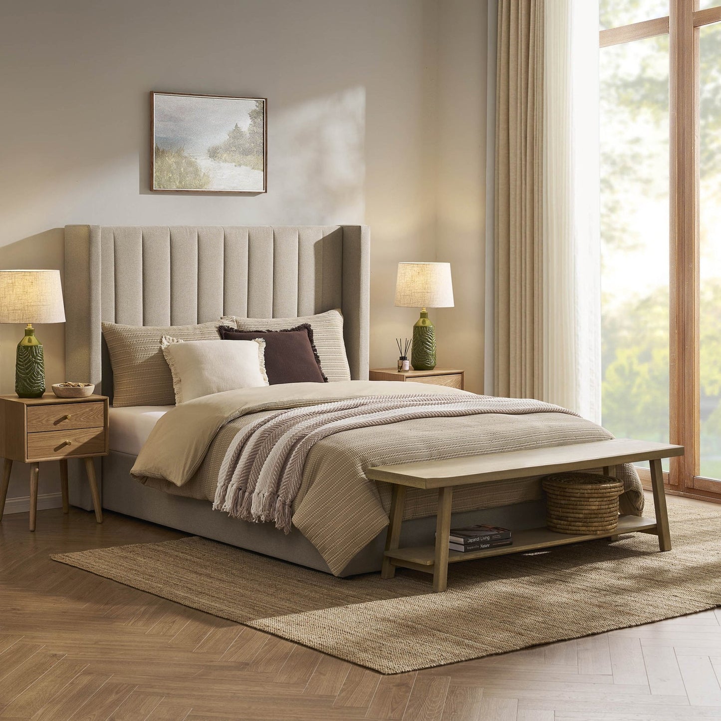 Dusk Madison Grade B Oatmeal Linen Look King Size Ottoman Storage Bed RRP £389