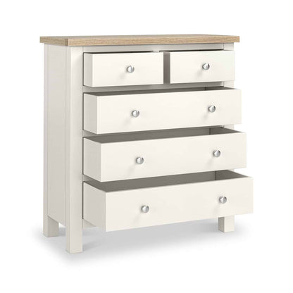 ROS-OUT-00910 Grade-B Roseland Furniture Farro Coconut White & Oak 2 Over 3 Chest Of Drawers RRP £335.00