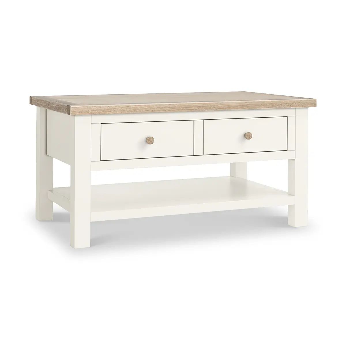 ROS-OUT-00974 Grade-B Roseland Furniture Farro Coconut White & Oak Storage Coffee Table RRP £190.00
