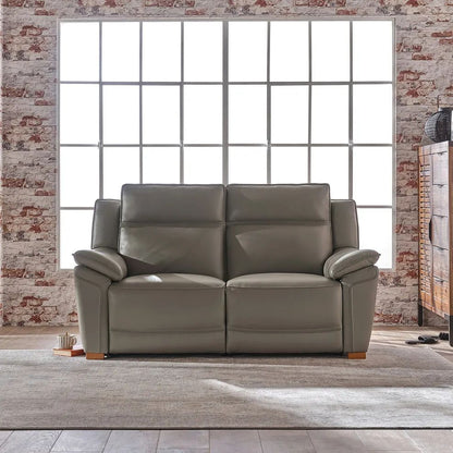  Oak Furnitureland Grade B Dune Grey Leather 2 Seater Electric Recliner Sofa RRP £2150