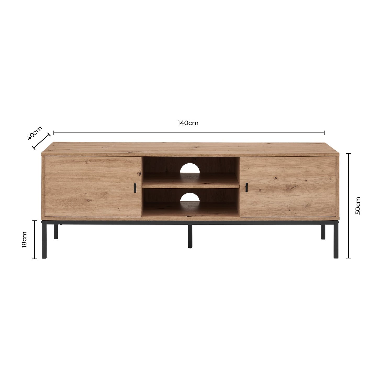 DUS-CC2-00285 Grade-B Dusk Willow 140cm TV Unit - Light Wood RRP £134.00