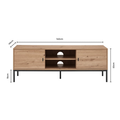 DUS-CC2-03458 Grade-BER Dusk Willow 140cm TV Unit - Light Wood RRP £97.00