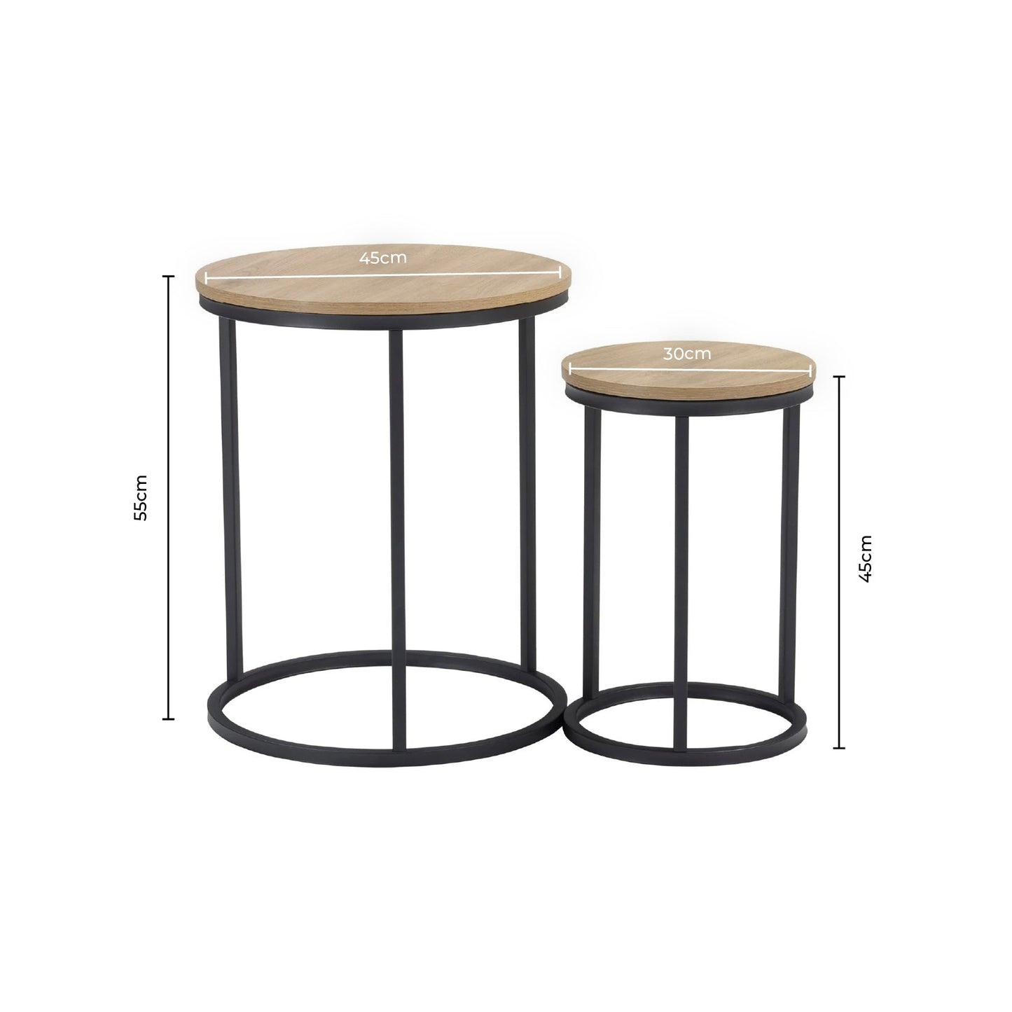 DUS-CC2-07334 Grade-B Dusk Willow Round Nesting Side Table - Wood RRP £89.00