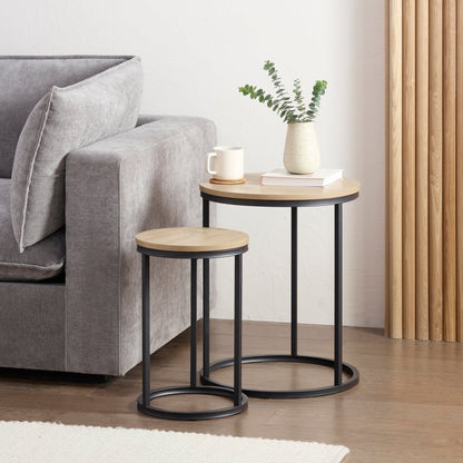 DUS-CC2-07334 Grade-B Dusk Willow Round Nesting Side Table - Wood RRP £89.00