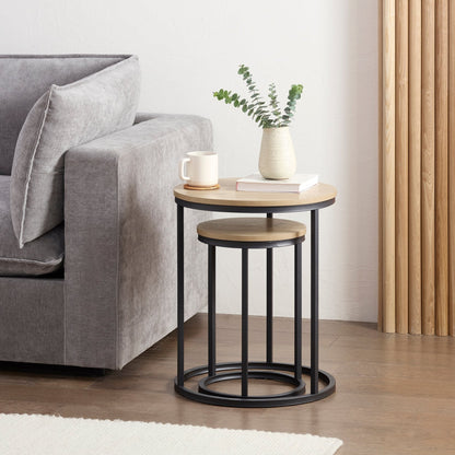 DUS-CC2-07333 Grade-B Dusk Willow Round Nesting Side Table - Wood RRP £89.00
