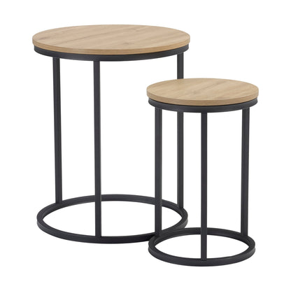 DUS-CC2-07333 Grade-B Dusk Willow Round Nesting Side Table - Wood RRP £89.00