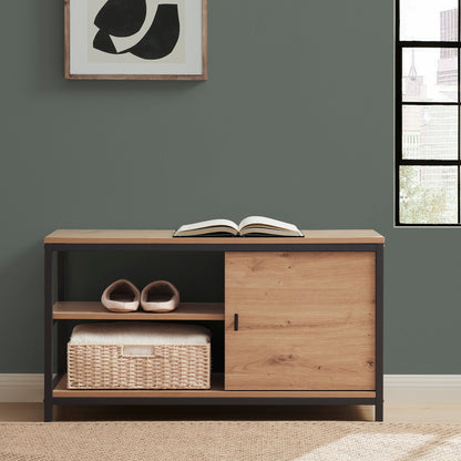 DUS-CC2-03292 Grade-B Dusk Willow Shoe Storage Bench - Oak Effect RRP £67.00