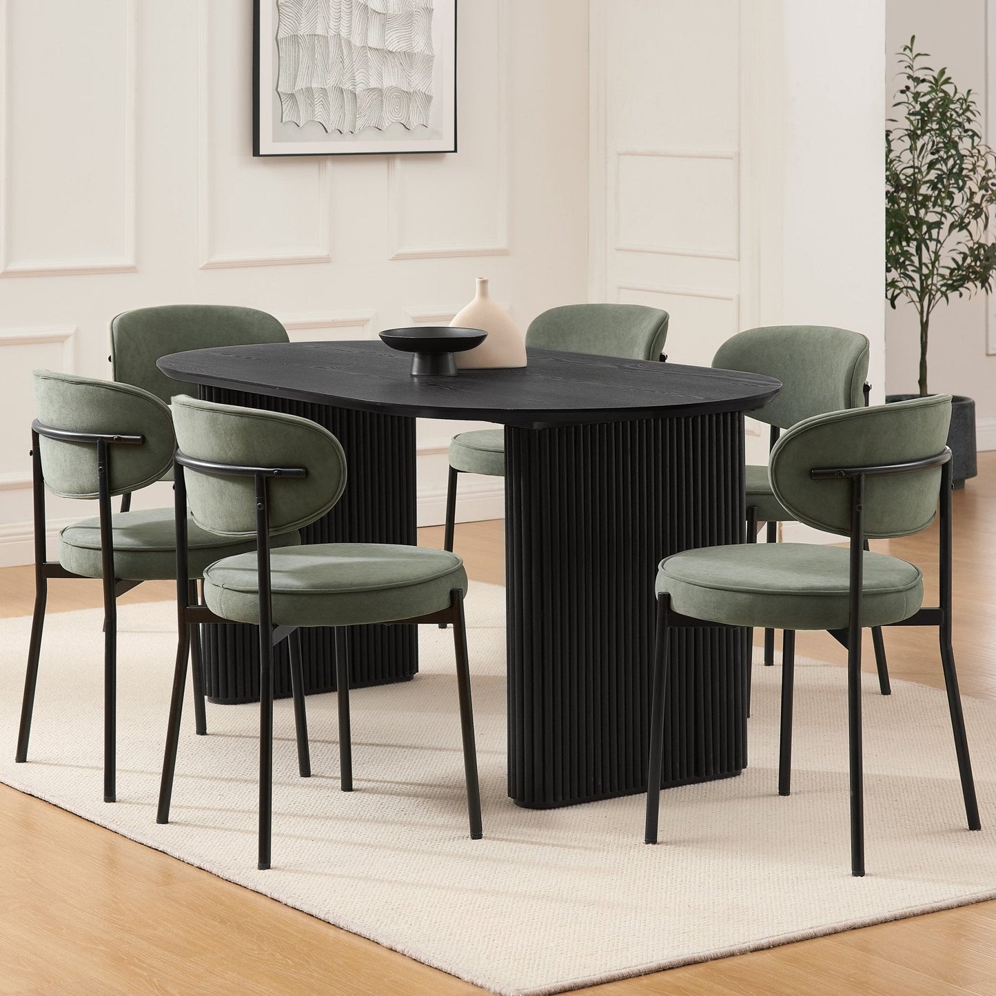 DUS-CC2-00989 Grade-C3 Dusk Hattie Panel Oval 4-6 Seater Dining Table - Black RRP £429.00
