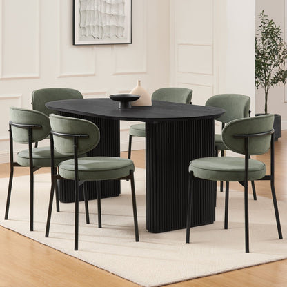 DUS-CC2-00989 Grade-C3 Dusk Hattie Panel Oval 4-6 Seater Dining Table - Black RRP £429.00