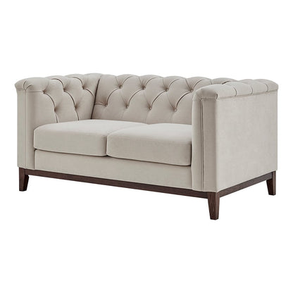 Dusk Chesterfield Grade B Stone Matte Velvet 2 Seater Sofa RRP £479