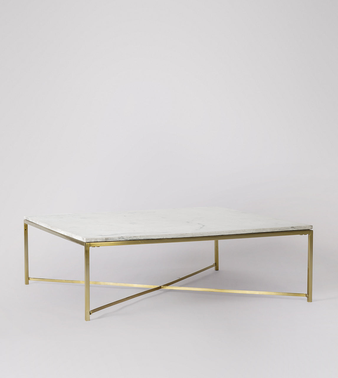 SWO-NEW-02737 Grade-C0 Swoon Kir Square Coffee Table in White Marble and Brass RRP £379.00