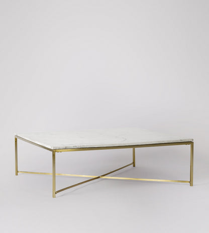 SWO-NEW-02737 Grade-C0 Swoon Kir Square Coffee Table in White Marble and Brass RRP £379.00