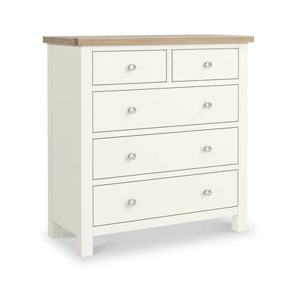 ROS-OUT-00910 Grade-B Roseland Furniture Farro Coconut White & Oak 2 Over 3 Chest Of Drawers RRP £335.00