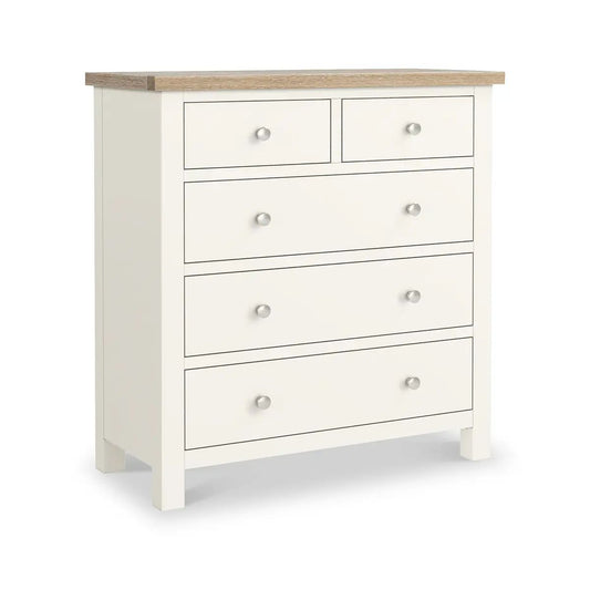ROS-OUT-00910 Grade-B Roseland Furniture Farro Coconut White & Oak 2 Over 3 Chest Of Drawers RRP £335.00