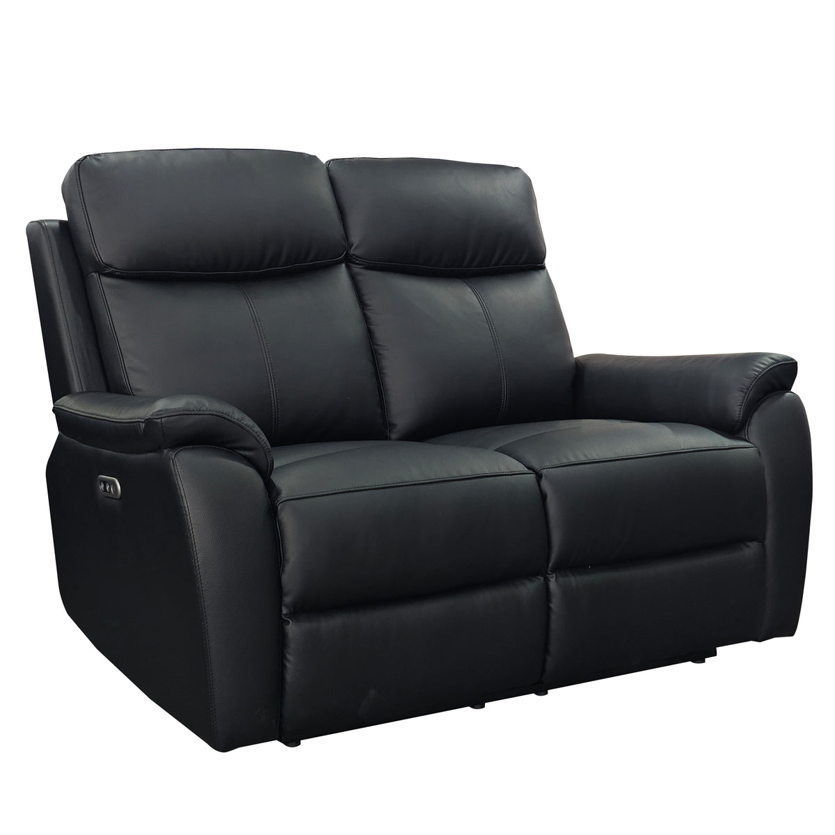 Aspire Kingsmere Grade B Black Leather 2 Seater Power Recliner Sofa RRP £710
