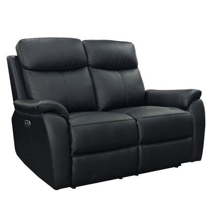 Aspire Kingsmere Grade B Black Leather 2 Seater Power Recliner Sofa RRP £710