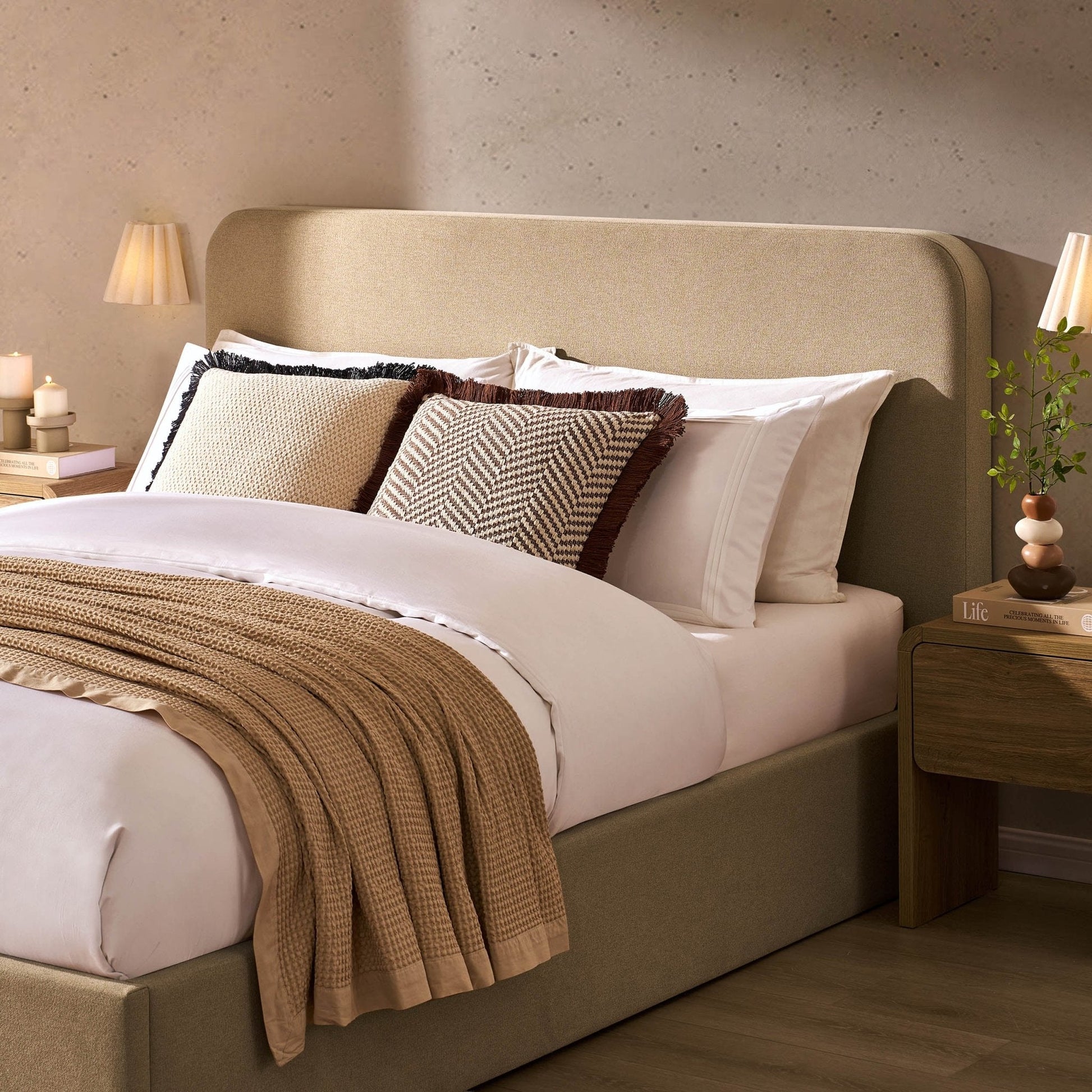 Dusk Ascot Grade B Oatmeal Linen Look King Size Ottoman Storage Bed RRP £349