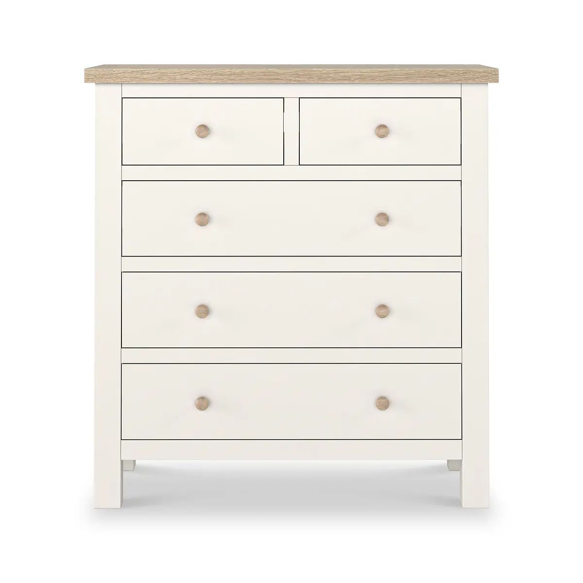 ROS-OUT-00910 Grade-B Roseland Furniture Farro Coconut White & Oak 2 Over 3 Chest Of Drawers RRP £335.00