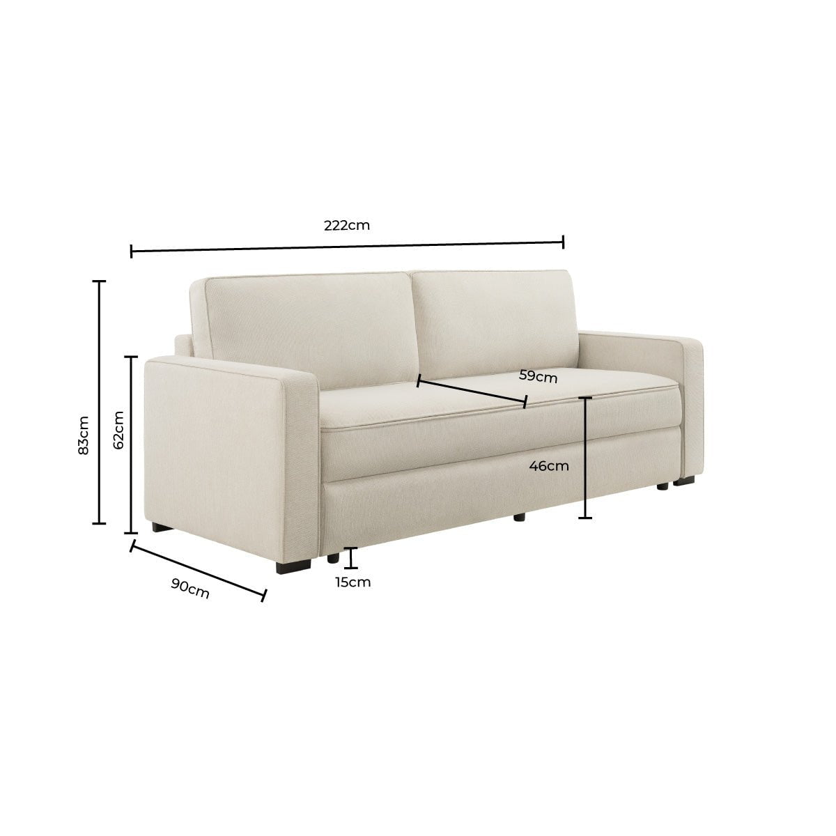 Dusk Soho Grade B Beige Linen Look 2.5 Seater Sofa Bed RRP £799