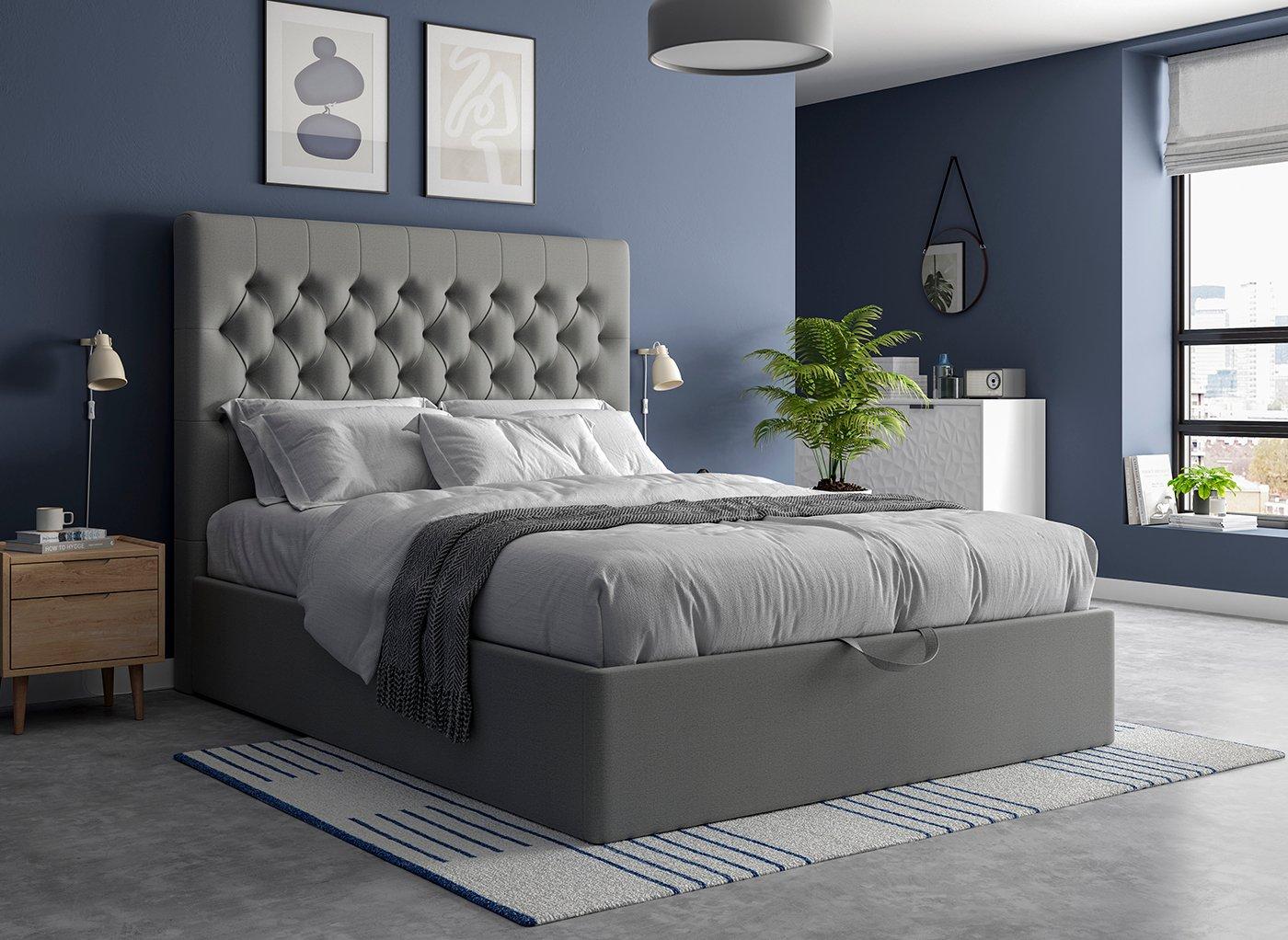 Dreams Grade B Ergomotion King Size Grey Buttoned Ottoman Storage Bed Frame RRP £1999