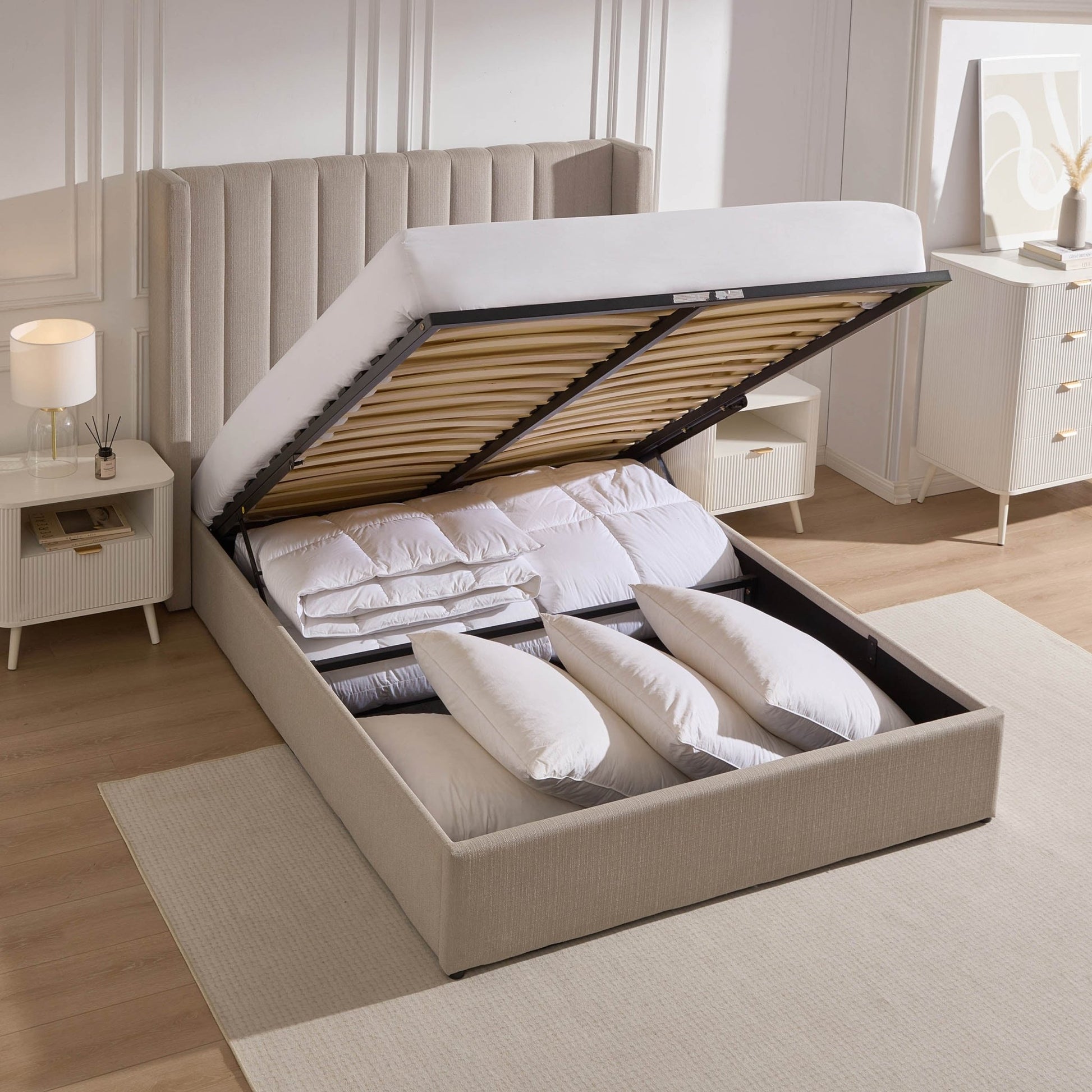 Dusk Madison Grade B Stone Grey Super King Ottoman Storage Bed RRP £489