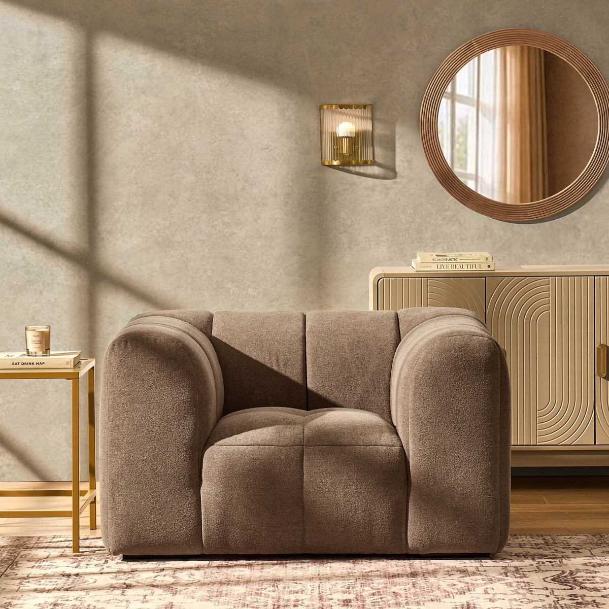 Dusk Manhattan Grade B Chenille Mushroom Loveseat RRP £539